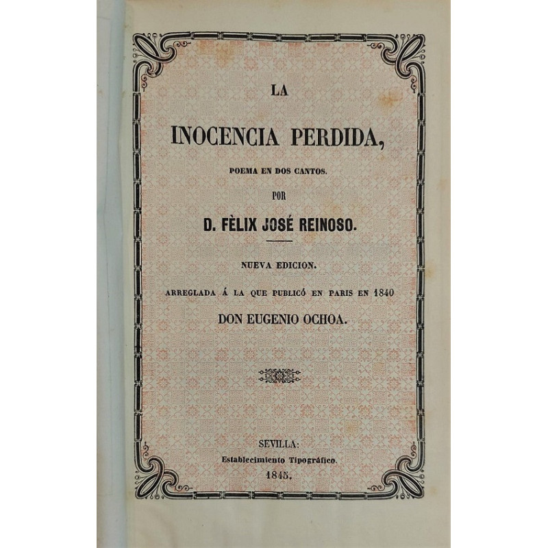 La inocencia perdida, poema en dos cantos. Nueva edición.