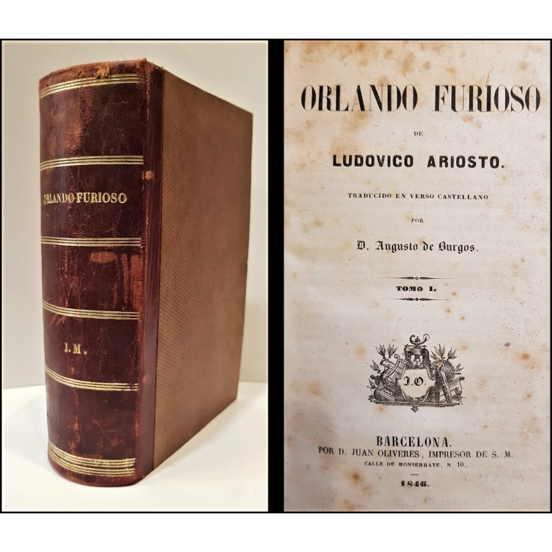 Orlando furioso. Traducida en verso castellano por Augusto de Burgos. 3 tomos en un volumen.