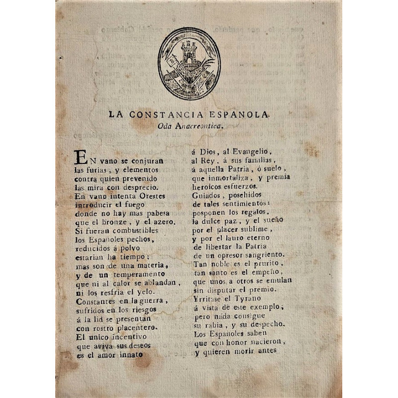 LA CONSTANCIA Española. Oda Anacreóntica.