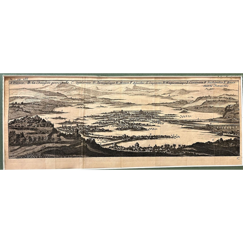 [MÉXICO:] A. Tezcuco. B. la Chaussée principalle . C. Quitlaraca. D. Jztacpalapa. E. Mexico. F. Aqueduc. G. cuyoacan. H. Magisca
