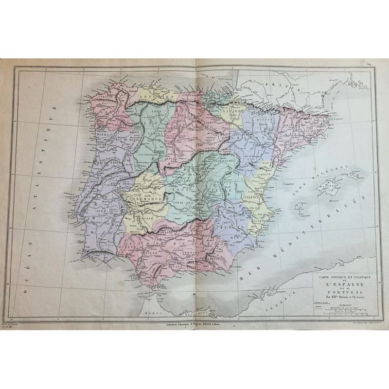 Carte Physique et Politique de l'Espagne et du Portugal.