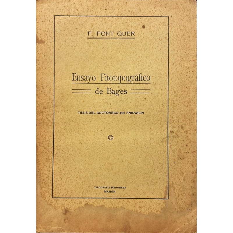 Ensayo fitotopográfico de Bages. Tesis del doctorado en farmacia.