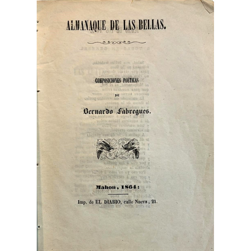 Almanaque de las bellas. Composiciones poéticas.