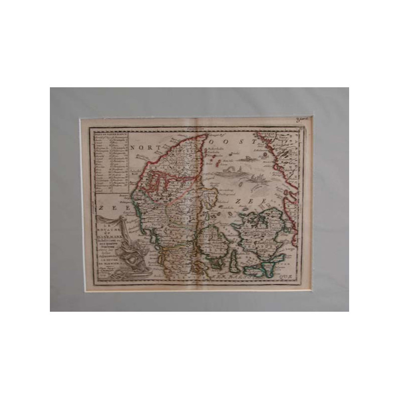 Le Royaume de Dánemark subdivissé en ses quatre Dioceses. Avec les Isles Adjacentes.