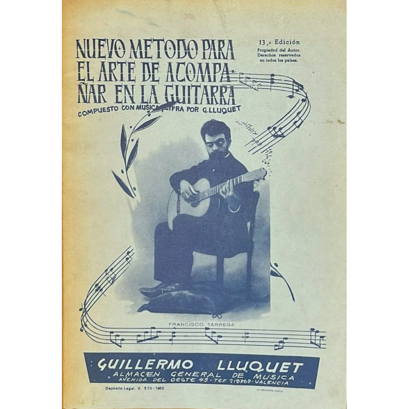 Nuevo método para el arte de acompañar en la guitara. Compuesto con música y cifra por G. Lluquet.