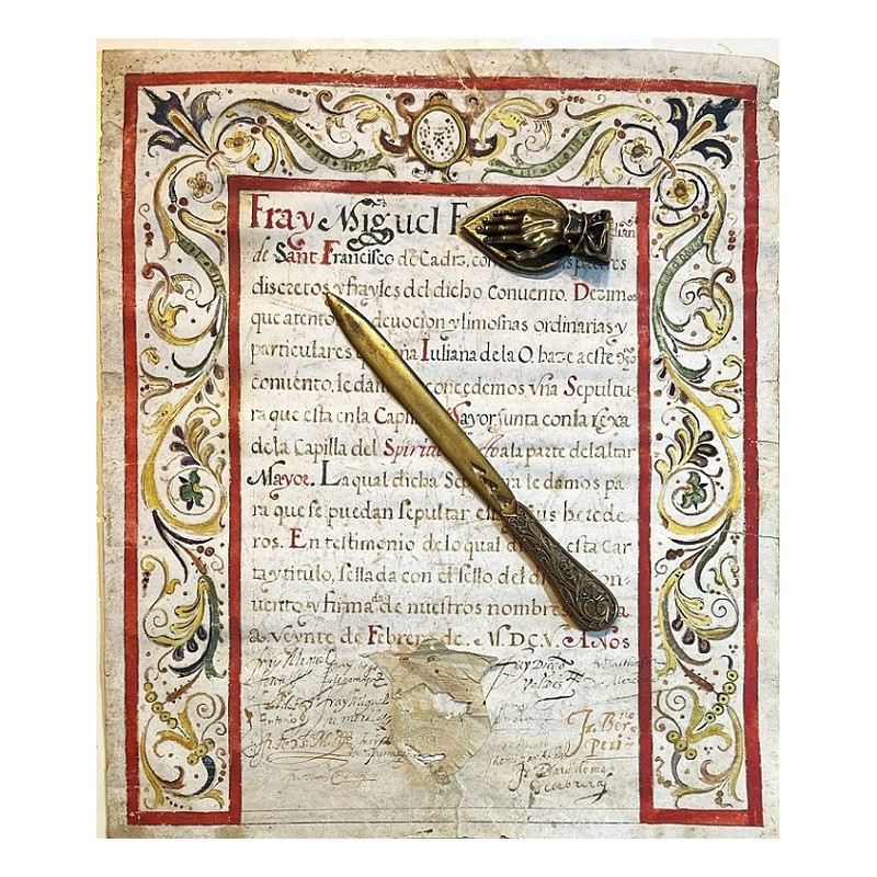 Título de una Sepultura en el Convento de S. Francisco Cádiz Título de una Sepultura en el Convento de S. Francisco Cádiz