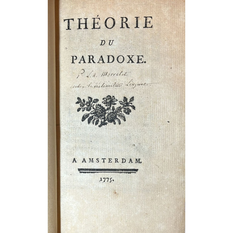 Théorie du Paradoxe. 1775 Théorie du Paradoxe. 1775