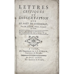 Lettres critiques et dissertation sur le prêt de commerce. 1774