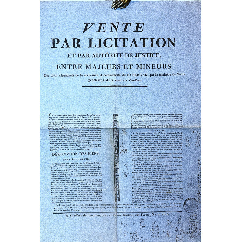 VENTE par licitation et par autorité de Justice, entre majeurs et mineurs, des biens... 1815 VENTE par licitation et par autorité de Justice, entre majeurs et mineurs, des biens... 1815