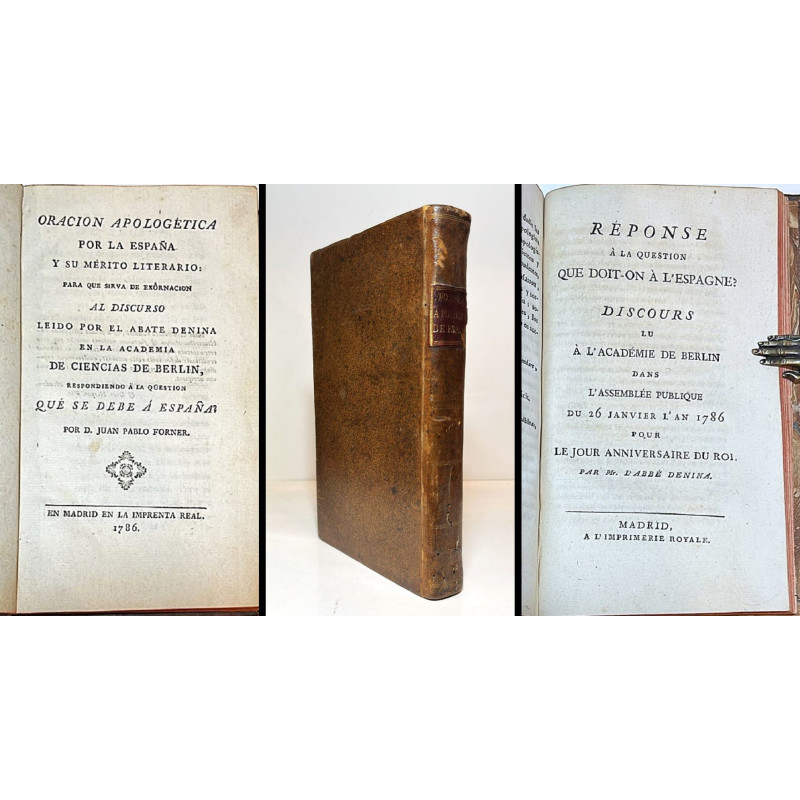 Oración apologética por la España y su mérito literario. 1786 Oración apologética por la España y su mérito literario. 1786