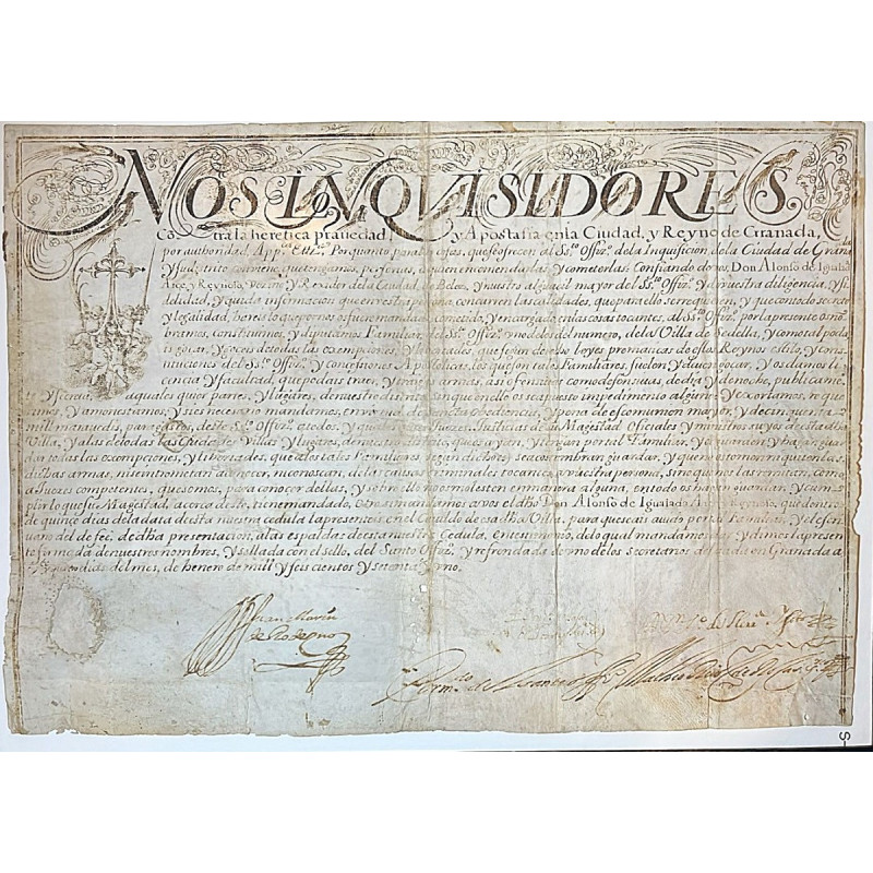 Nombramiento de Familiar del Santo Oficio de la Inquisición. Granada, 1671 Nombramiento de Familiar del Santo Oficio de la Inquisición. Granada, 1671