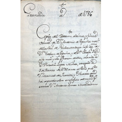 COPIA del testamento, última, y final voluntad de D. Antonio de España natural de la Ciudad de Vélez Málaga. 1786