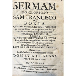 Sermam do Glorioso Sam Francisco de Borja, que em Coimbra , no Real Collegio da Companhia de Iesu