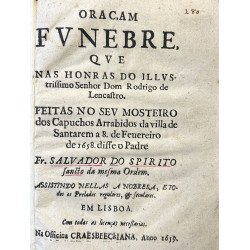 Oraçam funebre nas honras do Ilustrissimo Senhor Dom Rodrigo de Lencastro. Feitas no seu Mosteiro dos Capuchos