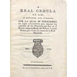 Real Cédula sobre la renta del Tabaco. 1793