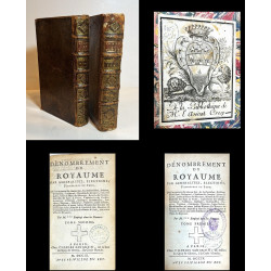 Dénombrement du Royaume par generalitez, elections, paroisses et feux. 1709. 2 tomos