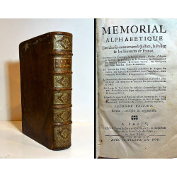 Memorial alphabetique des choses concernat la Justice, la Police & les Finances de France.. 1704