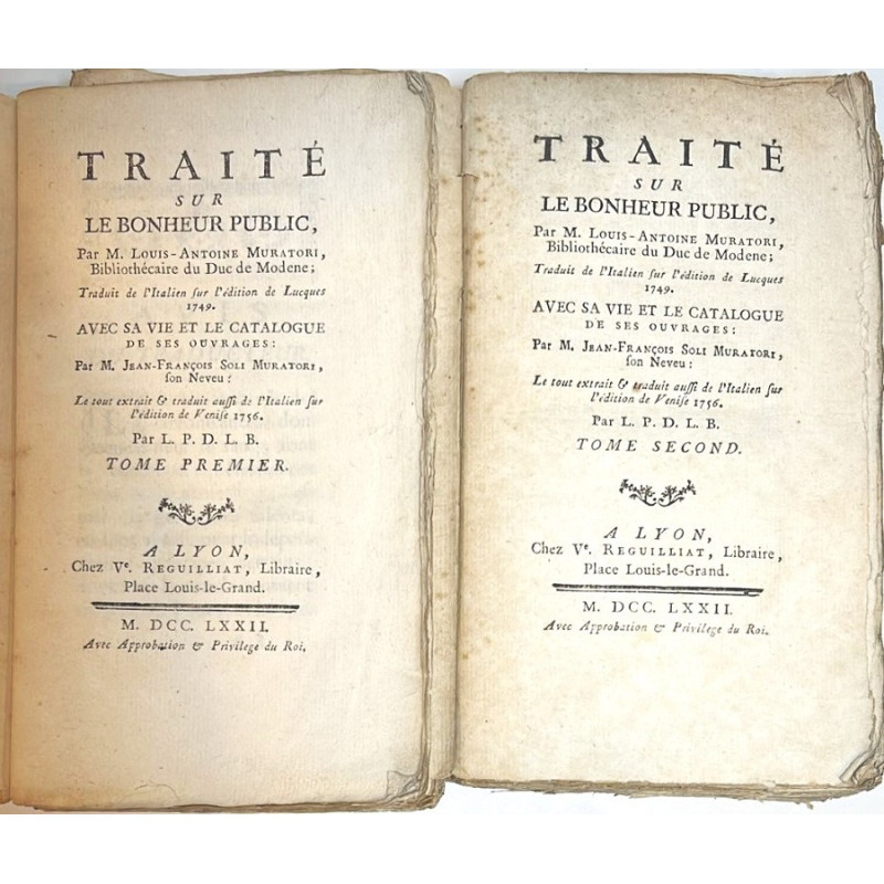 Traité sur le bonheur-public. 1772. 2 tomos.