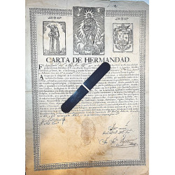 CARTA de Hermandad … Provincia de San Pedro de Alcántara de Religiosos Menores Descalzos...  1753