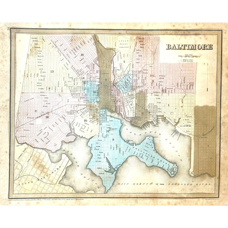 Bradford. Baltimore. [City Plan of Baltimore, Mariland]. 1846