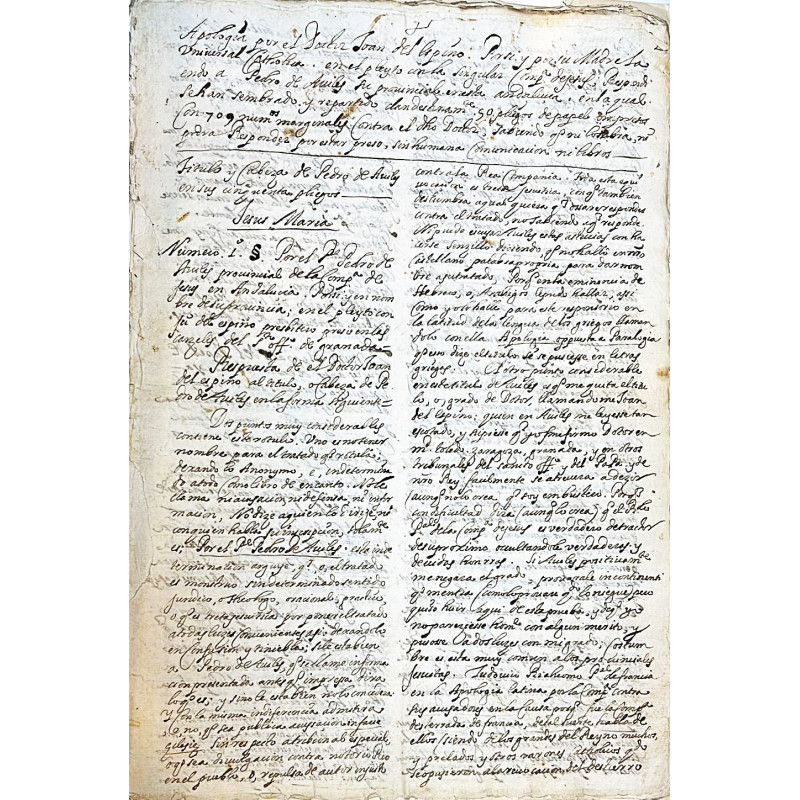 Apología por el Doctor Juan del Espino. Manuscrito contra la Compañía de Jesús. Siglo XVII
