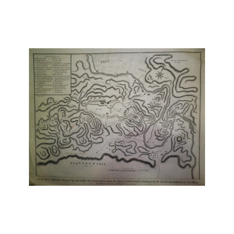 Plan of Cardona a strong City and Castle of Catalonia, upon the River Cardoner as besieged by the french and defended by the All
