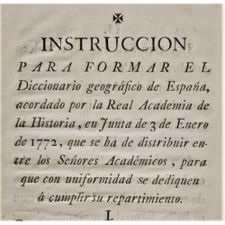 INSTRUCCIÓN para formar el Diccionario Geográfico de España.