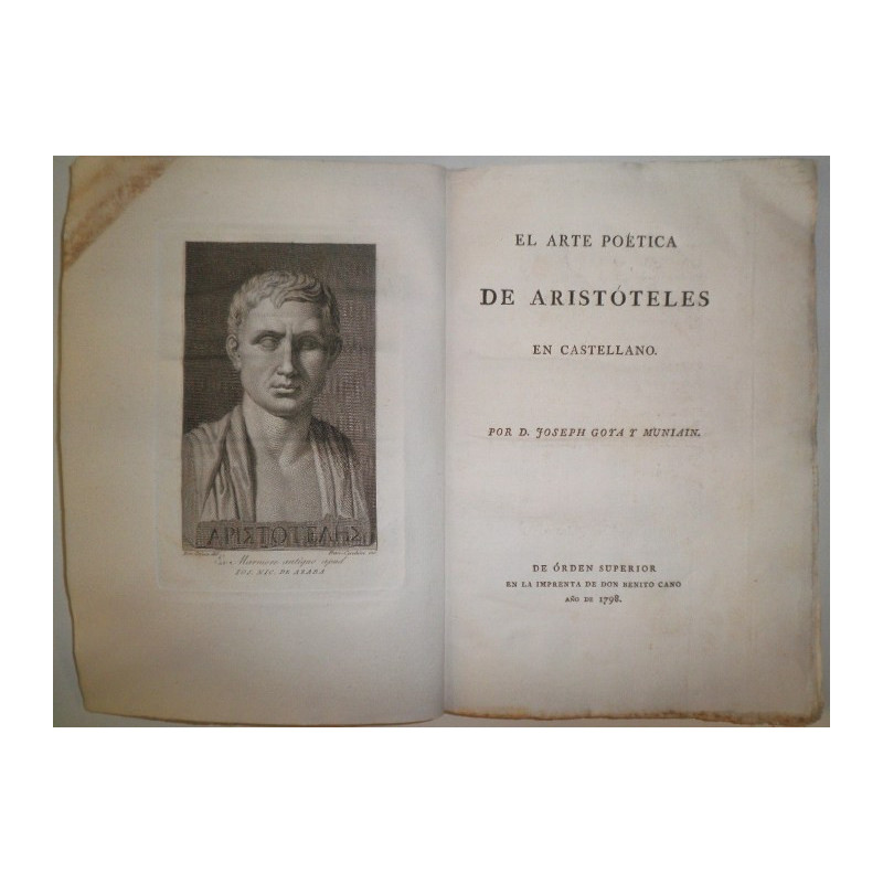 El Arte Poética de Aristóteles en castellano. Por D. Joseph Goya y Muniain.