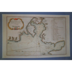 Plan du Port et Ville de Cartagene en Espagne.