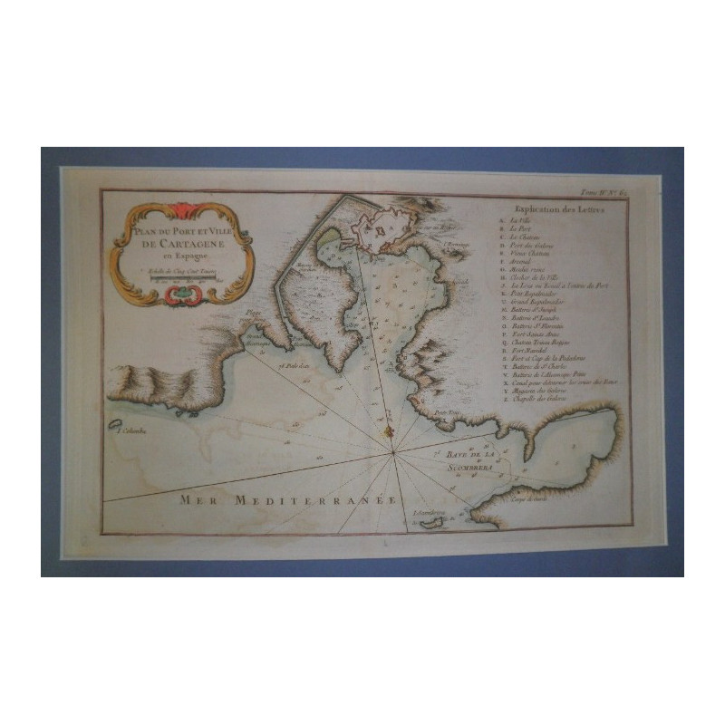 Plan du Port et Ville de Cartagene en Espagne.