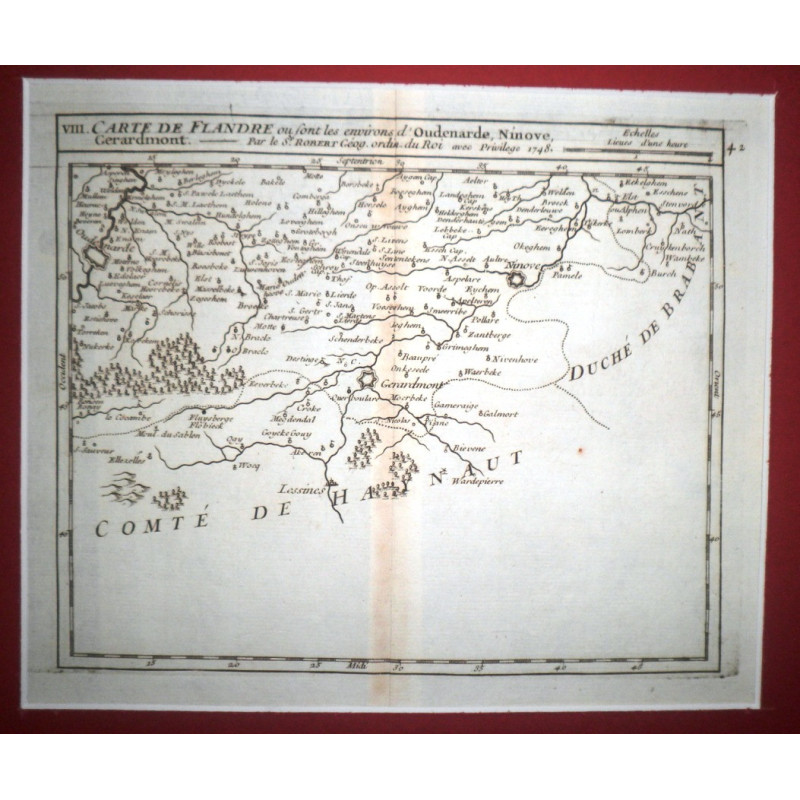 Carte de Flandre ou sont les environs d'Oudenarde, Ninove, Gerardmont.