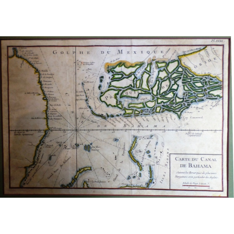 Carte du canal de Bahama suivant les rémarques de plusieurs navigateurs et en particulier des Anglais.