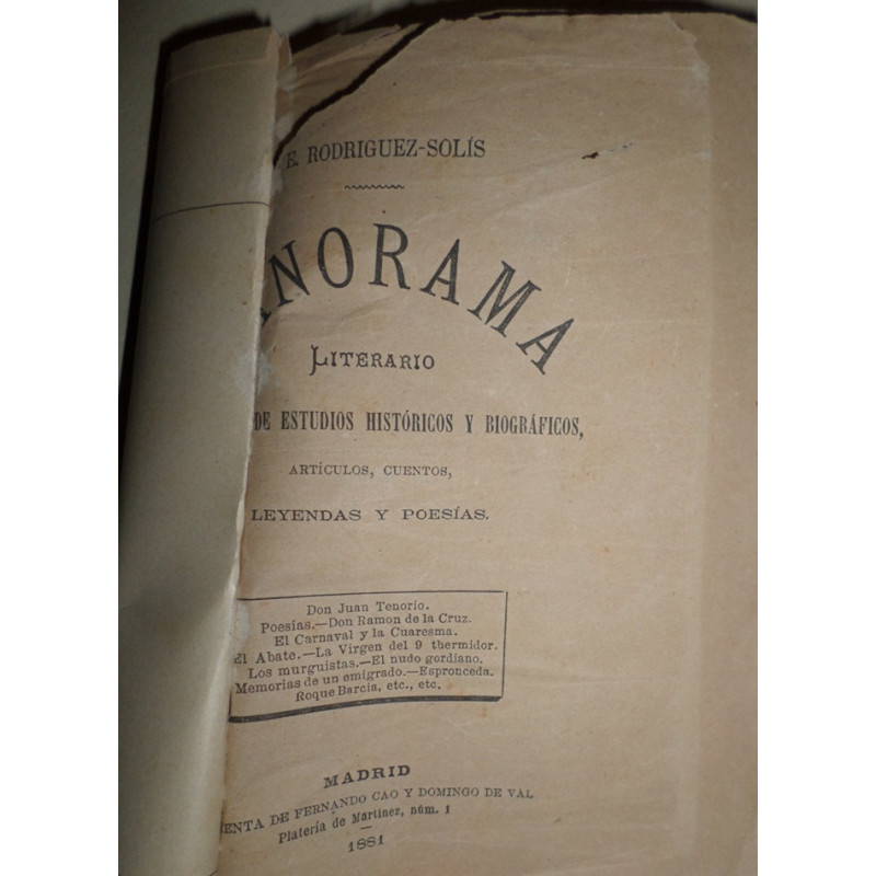 Panorama Literario de estudios históricos y biográficos, artículos, cuentos, leyendas y poesías. Don Juan Tenorio. Poesías. Don