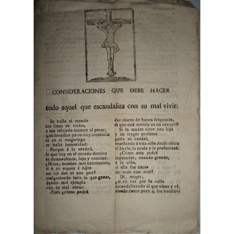 CONSIDERACIONES que debe hacer todo aquel que escandaliza con su mal vivir.
