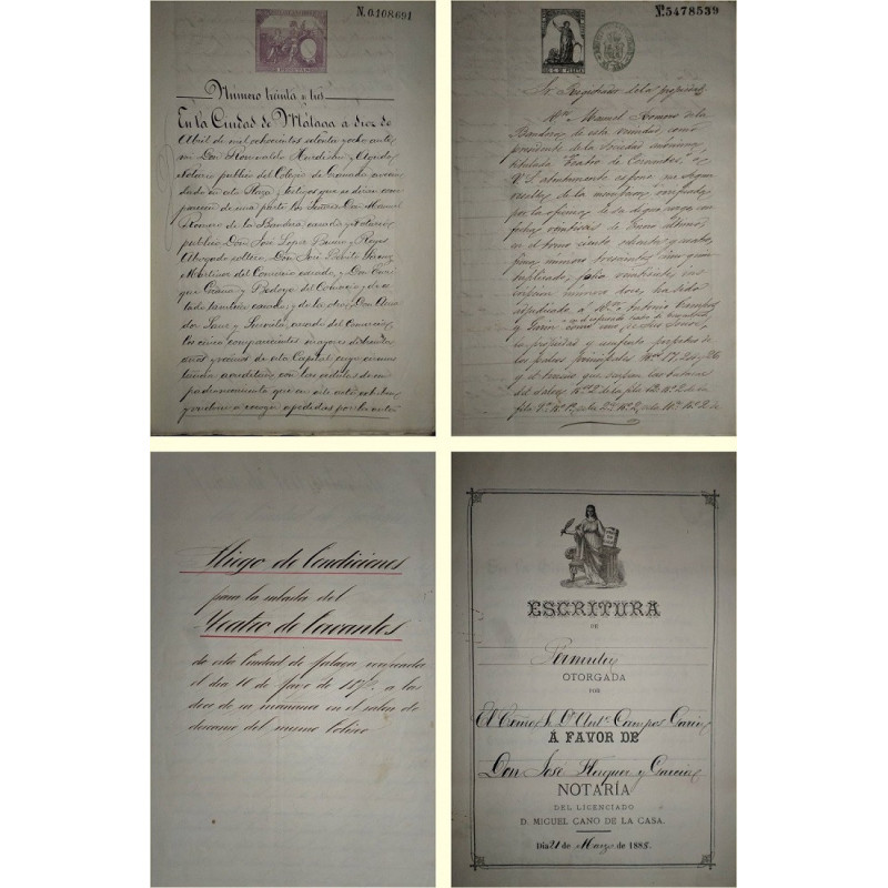[LOS ORÍGENES DEL TEATRO CERVANTES DE MÁLAGA]: Importante colección de documentos originales manuscritos sobre el teatro Cervant