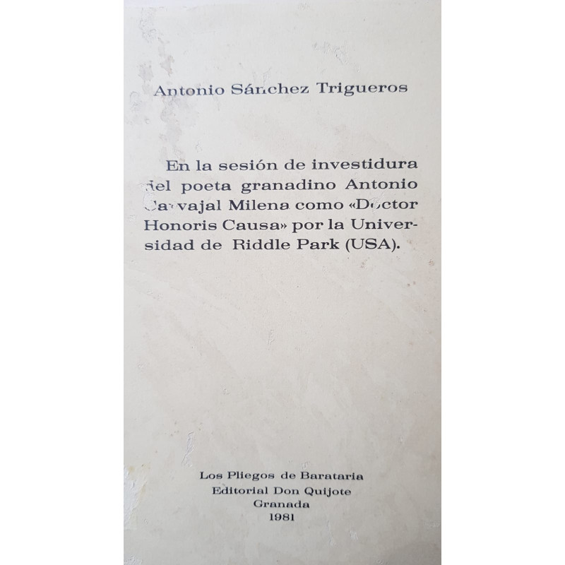 En la sesión de investidura del poeta granadino Antonio Carvajal Milena como “Doctor Honoris Causa” por la Universidad de Riddle