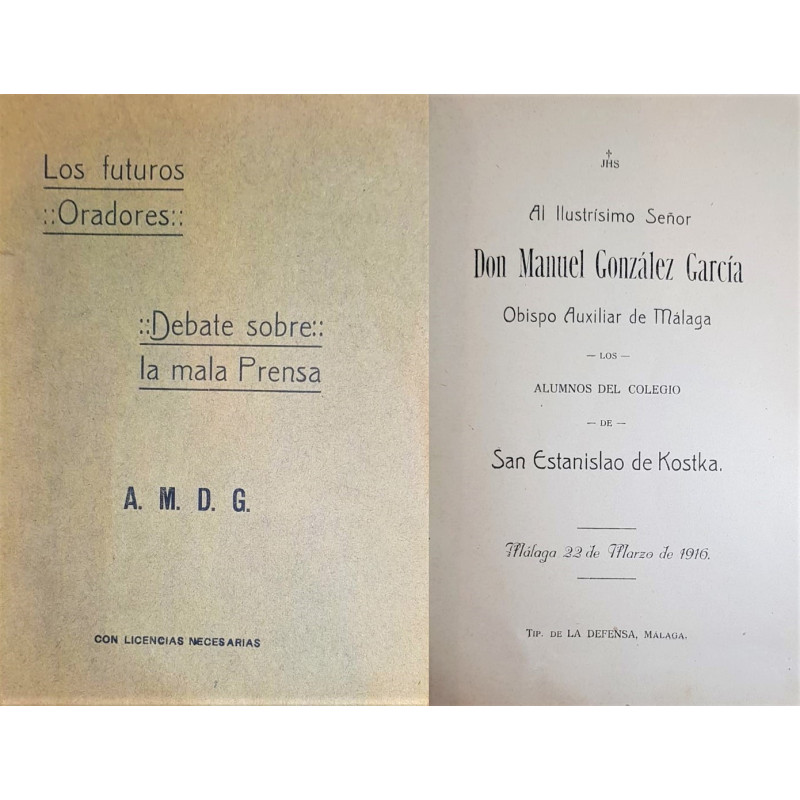 LOS FUTUROS oradores. Debate sobre la mala prensa. Ensayo parlamentario a cargo de los alumnos del colegio San Estanislao de Kos