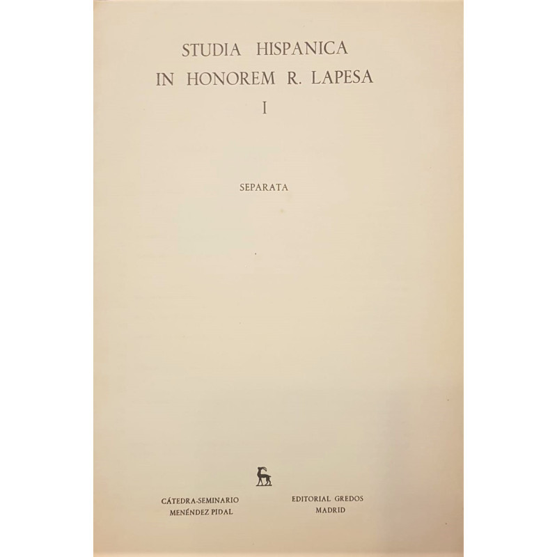 Studio Hispanica in honorem R. Lapesa (Separata).