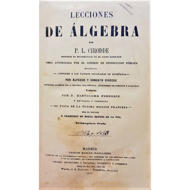 Lecciones de álgebra.