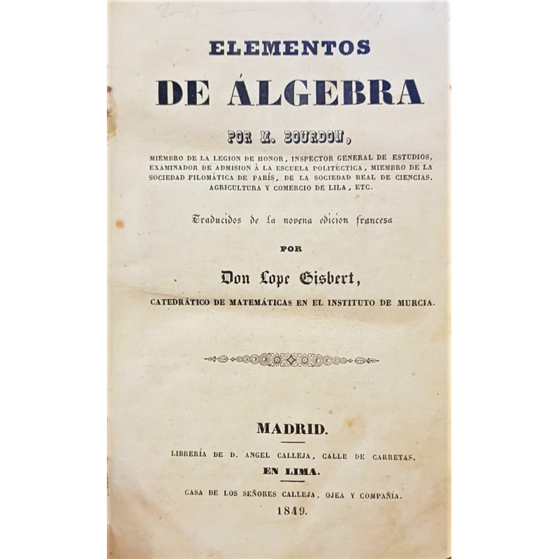Elementos de álgebra.