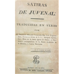 Sátiras. Traducidas en verso por el Ilustrísimo Monseñor Don Luis Folgueras Sion, Camarero íntimo de S. S., ablegado apostólico,